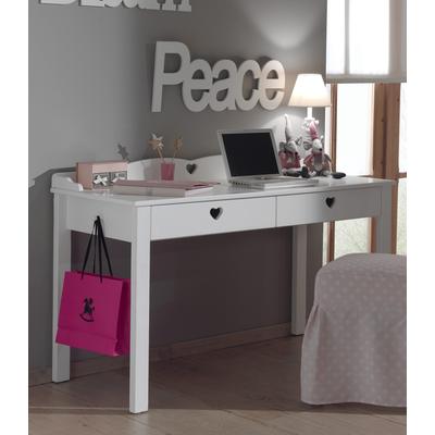 Schreibtisch VIPACK "Amori, mit nostalgischer Herz-Optik, 2 Schubladen", weiß, B:130cm H:85cm T:60cm, Tische, Schreibtisch, große Schreibplatte, darunter 2 Schubladen für Schreibutensilien