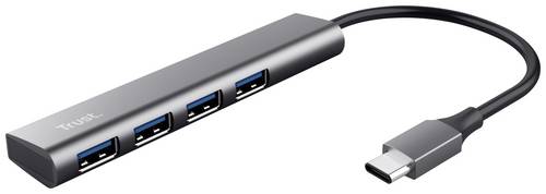 Trust 24948 USB-Hub 4 Port USB-A USB 3.2 Gen1 5 GBit/s mit USB-C Stecker Dunkelgrau Halyx-4-port