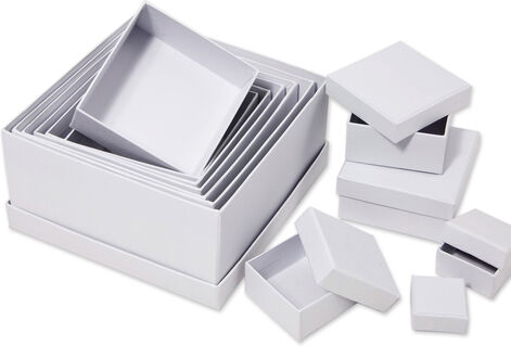 Pappschachteln "Quadrat",  3–14 cm, 12 Stück