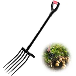 VEVOR Dunggabel, 5-Zinken-Gartenheugabel mit Mistgabel, 1050 mm Heugabel, Mistforke mit Y-Griff, Spatengabel aus geschmiedetem Stahl für Heu, Kartoffelkompostierung, Umpflanzen, Belüftung