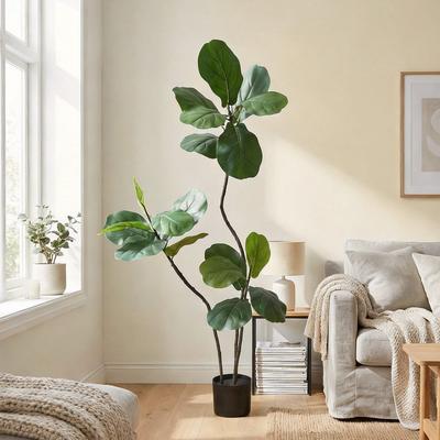 YVANLA Artificial Plant Fake Ficus Tree Potted Indoor