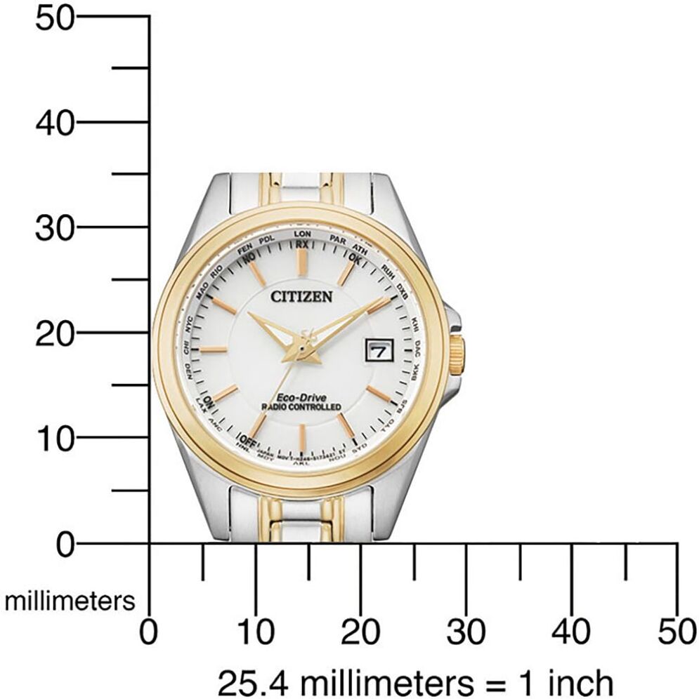 Funkuhr CITIZEN, silber (silberfarben, goldfarben), Armbanduhren, Damen, silberfarben, Funkuhr, Armbanduhr, Damenuhr, Solar, Edelstahlarmband, Saphirglas, Datum