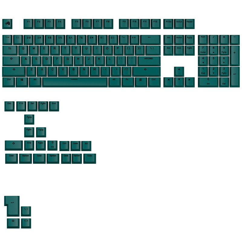 Glorious GPBT Basics Keycaps, ANSI Layout (US), PBT, Doubleshot - Totem Green