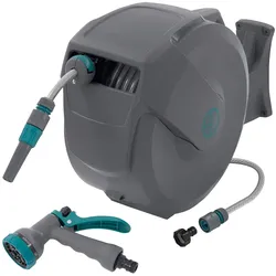 ECD Germany Schlauchaufroller 30+2 m Wand-Schlauchbox RollUp 9 Sprühfunktionen 180° Schwenkbar Automatik Gartenschlauch
