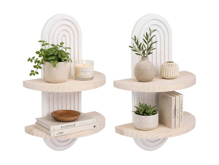 Wandregal RELAXDAYS Wandregale , beige (hellbraun weiß), B:21,5cm H:35cm T:12cm, Regale, Wandregal