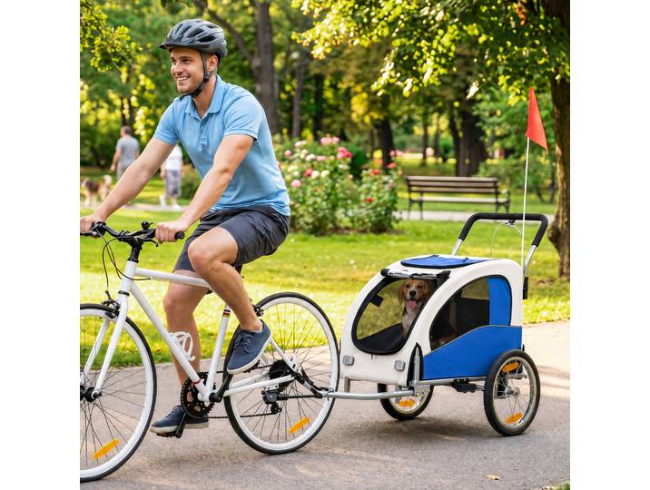 PawHut Remorque Vélo Jogger Pliant Chien 20kg Gris Clair