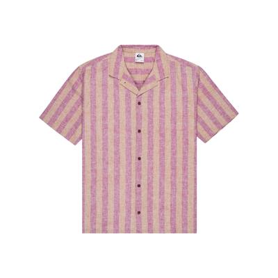 Kurzarmhemd QUIKSILVER "Sunset Song", Herren, Gr. M, burnt russet stripes sunset, Obermaterial: 55% Baumwolle, 45% Hanf., Hemden