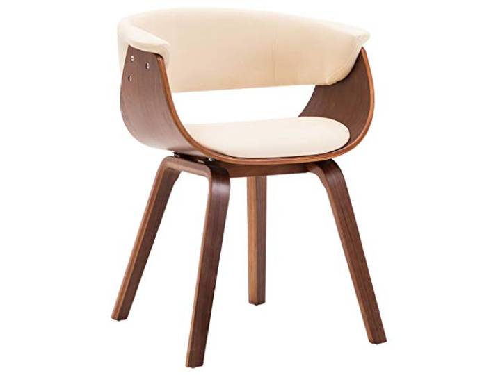 Todiikf Esszimmerstuhl Kunstleder Bugholz Polsterstuhl Creme Braun Ergonomischer Küchenstuhl mit Bugholz-Gestell und Kunstledersitz für Wohnzimmer und Esszimmer, belastbar bis 110 kg.