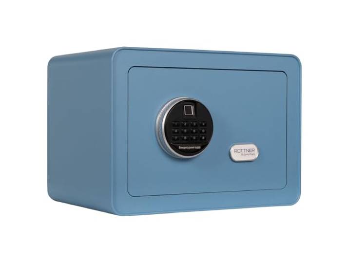 Rottner Möbeltresor Vintage-Blue Stahl Elektronikschloss Fingerprint mechanische Notöffnung Innenbeleuchtung Fachboden inkl. Befestigungsmaterial