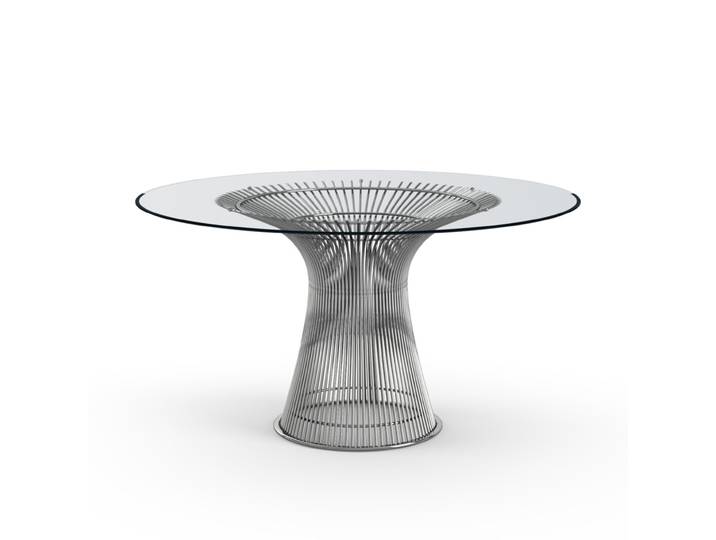 KNOLL table ronde PLATNER Ø 135 cm (Nickel / Transparent - Métal / Cristal)