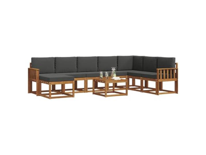 KTHLBRH Sofa-Set für den Außenbereich, 9-teilig, Akazienholz Modulares, abnehmbares Kissen, Lattenrost-Design, für Garten und Terrasse