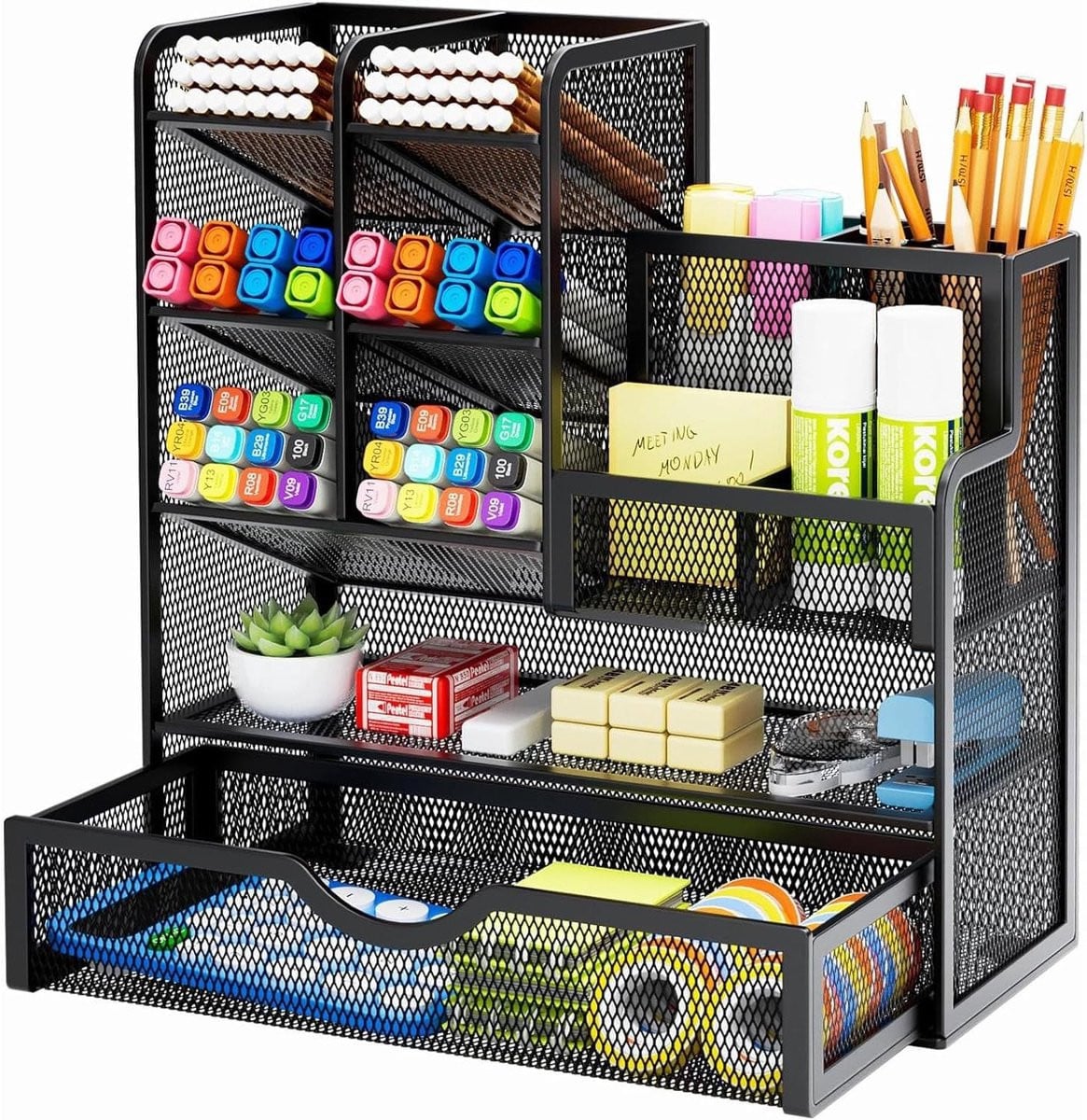 Multifunctionele Mesh Bureau Organizer Zwart