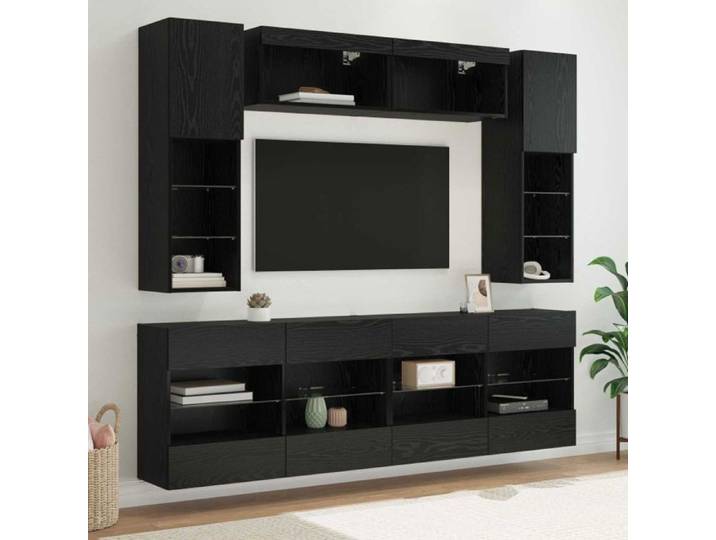 Ensemble meubles de salon Vidaxl Ensemble de meuble TV mural 6 pcs Chêne Noir Bois d'ingénierie