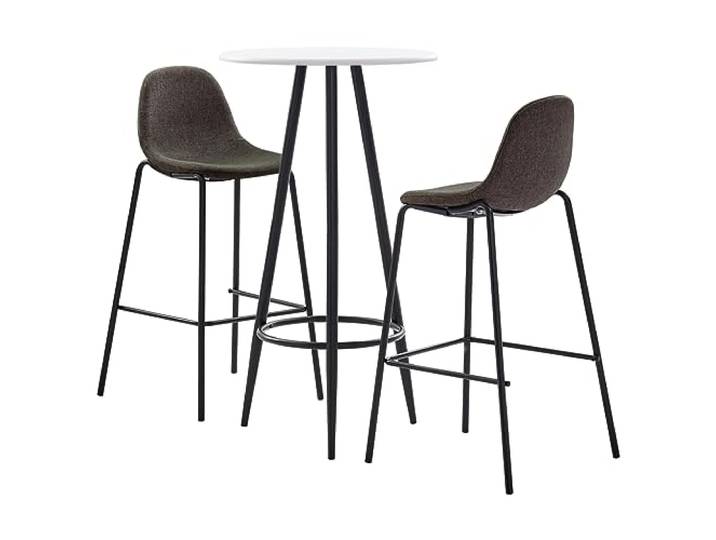 Xolmizyn 3-TLG. Bar-Set Bartisch und 2 Barhocker Dunkelgrau Essgruppe Stehtisch aus MDF und Stahl für Küche Bar Pub