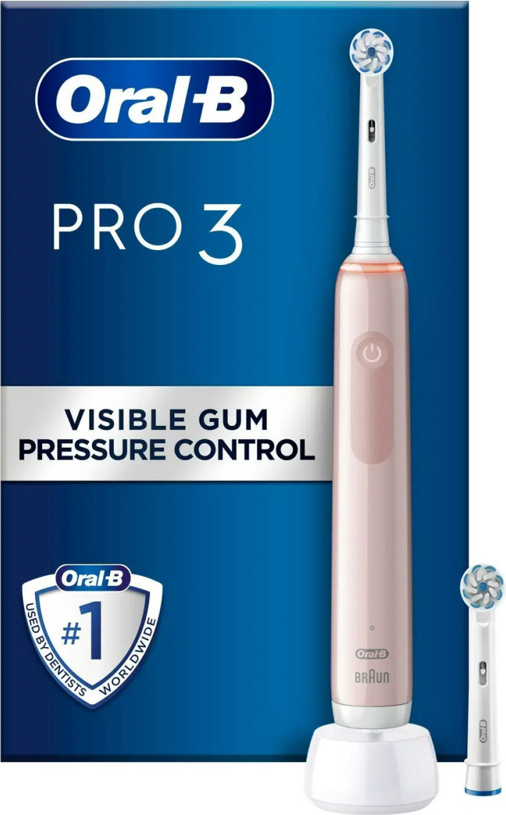 Oral-B - Pro3 3400N - Electric Toothbrush - Pink Sensi ( Extra Refill Included ) (760093)