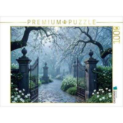 CALVENDO Puzzle Das Tor zum Schweigen - Friedhof im Dämmerlicht | 1000 Teile Lege-Größe 64x48cm Foto-Puzzle für glückliche Stunden