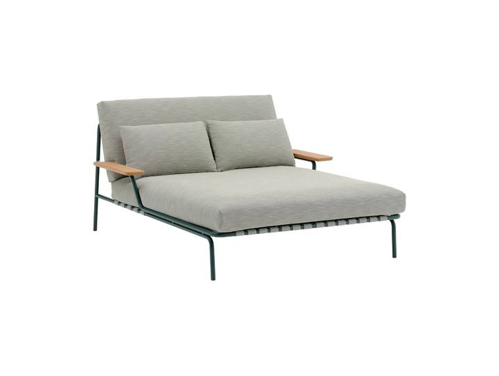 Muuto Settle Loungeliege Ribbed Weave 2-dunkelgrün, mit Armlehne