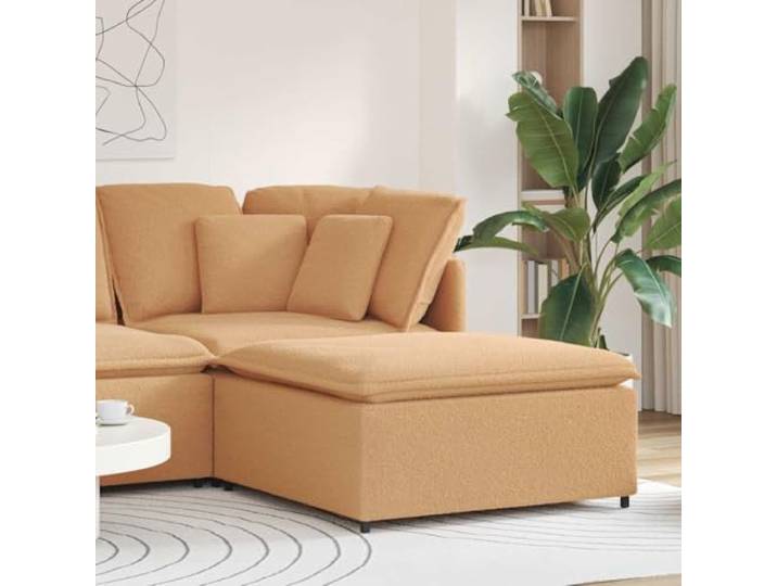 HKQWPBF Modularer Fußhocker Beige 100x100x48 cm mit Metallrahmen Lammwolloptik-Stoff, Schaumstoffpolsterung, robuste Metallkonstruktion, vielseitig kombinierbar, elegantes Design