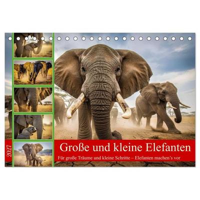 Große und kleine Elefanten (Tischkalender 2027 DIN A5 quer), CALVENDO Monatskalender