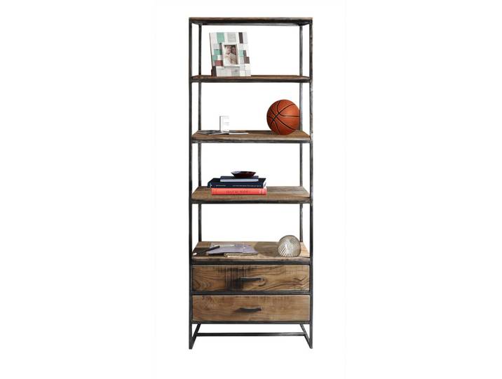 Regal JOHNSON 190 x 73 x 35 cm Holz Akazie braun/grau