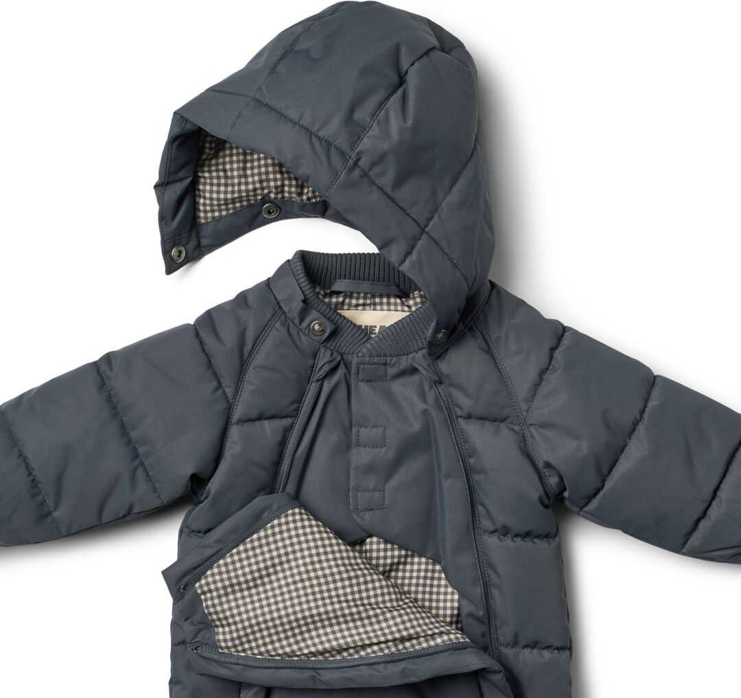 Overall WHEAT "Puffer baby Suit Edem", Mädchen, Gr. 50 (56), N-Gr, blau (ink), Web, Obermaterial: 100% Polyester, unifarben, normal normal, Raglanärmel mit Gummizug, Overalls Overall, wasserdicht, atmungsaktiv ink 50 (56), N-Gr
