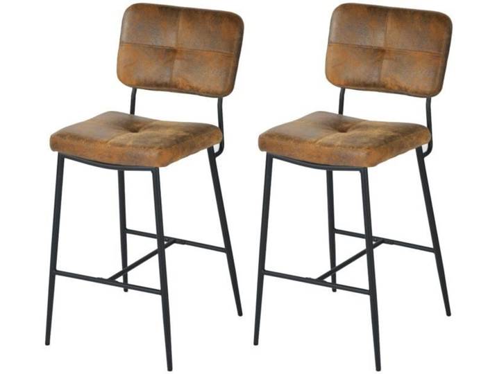 MEUBLES COSY Lot de 2 tabourets de bar industriels avec dossier en suédine - INDEPENDENCE BAR