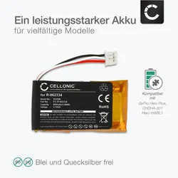 Cellonic Akku für Canon PowerShot A2200, A3300 IS, A3100, A3000, A3200, A3350, A3150 (Kamera Akku), Kamera Stromversorgung, Schwarz