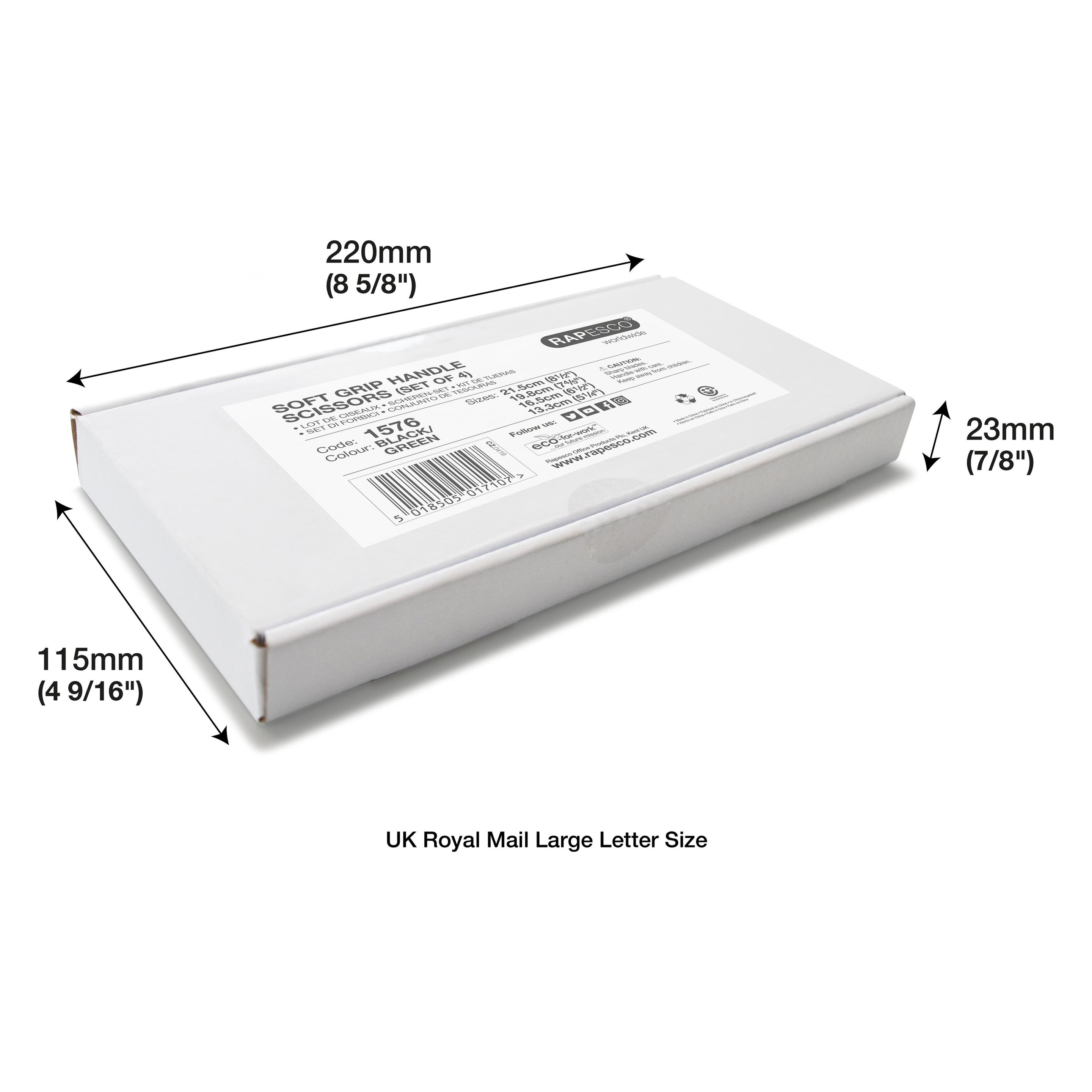 Rapesco Soft Grip Scheren RA-1576 (grün), Paket à 4 Stück (21.50 cm) (1576)