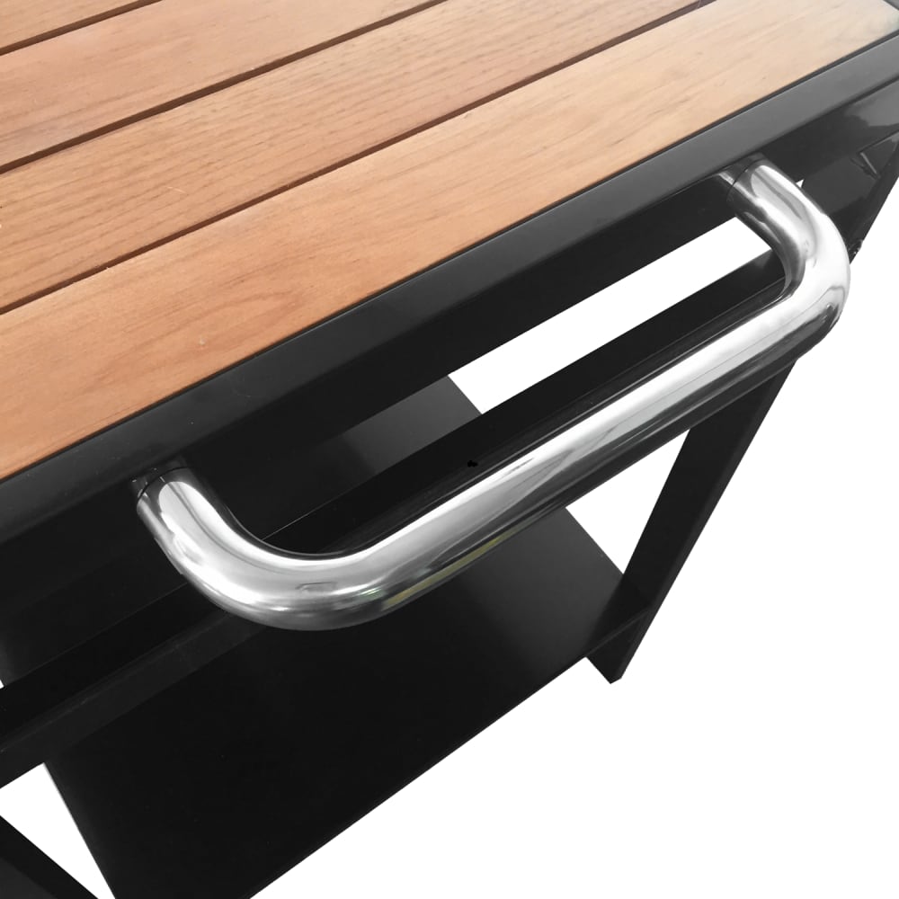 Happy Garden Desserte pour plancha en acier noir et bois Noir 97x81x65cm