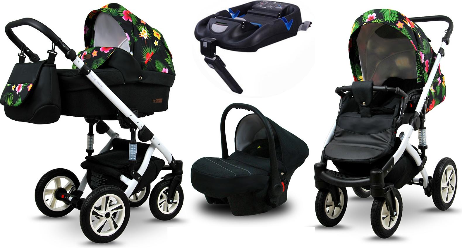 BabyLux Sky Lark | 4in1 Kinderwagen Set | Paradise Flowers | Kombikinderwagen | Kinderwagenset