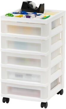 Iris 5-Drawer Storage Cart White/Pearl