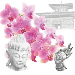 Ambiente 20 Servietten Papier 33x33cm 3-lagig - hochwertige Einweg Papierservietten Partyservietten Asien Zen Yoga Deko Entspannung Tischdeko Blumen
