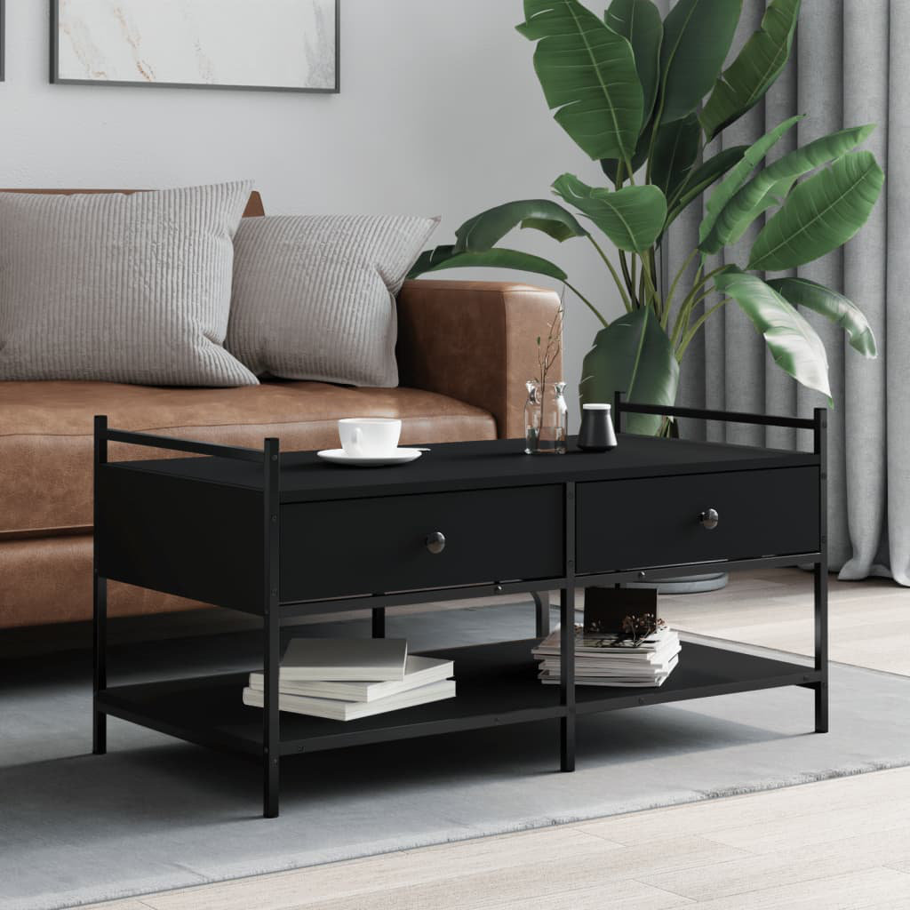 Borough Wharf Hoch Coffee Table with Storage Black 50cm H X 99cm W X 50cm D