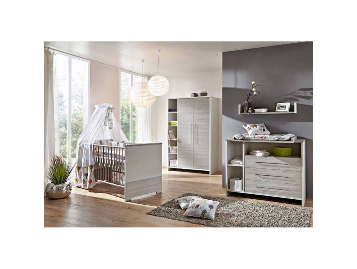 Chambre d’enfant Eco Silber 3 éléments Blanc/Argenté/Gris