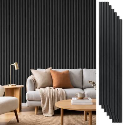 Art3d "Fluted Wood Wall Panels 6 Pack, 94.5"" x 5.7"" Solid Wood Slat Wall Panel - 94.5""X5.7"""