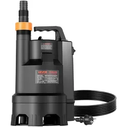 VEVOR 690W Tauchpumpe, 17500L/h, PP-GF20 Schmutzwasserpumpe für Abwasser, Schmutzwasser & sauberes Wasser mit automatischem Schwimmerschalter, 9m Förderhöhe, für Pools Teiche überflutete Bereiche