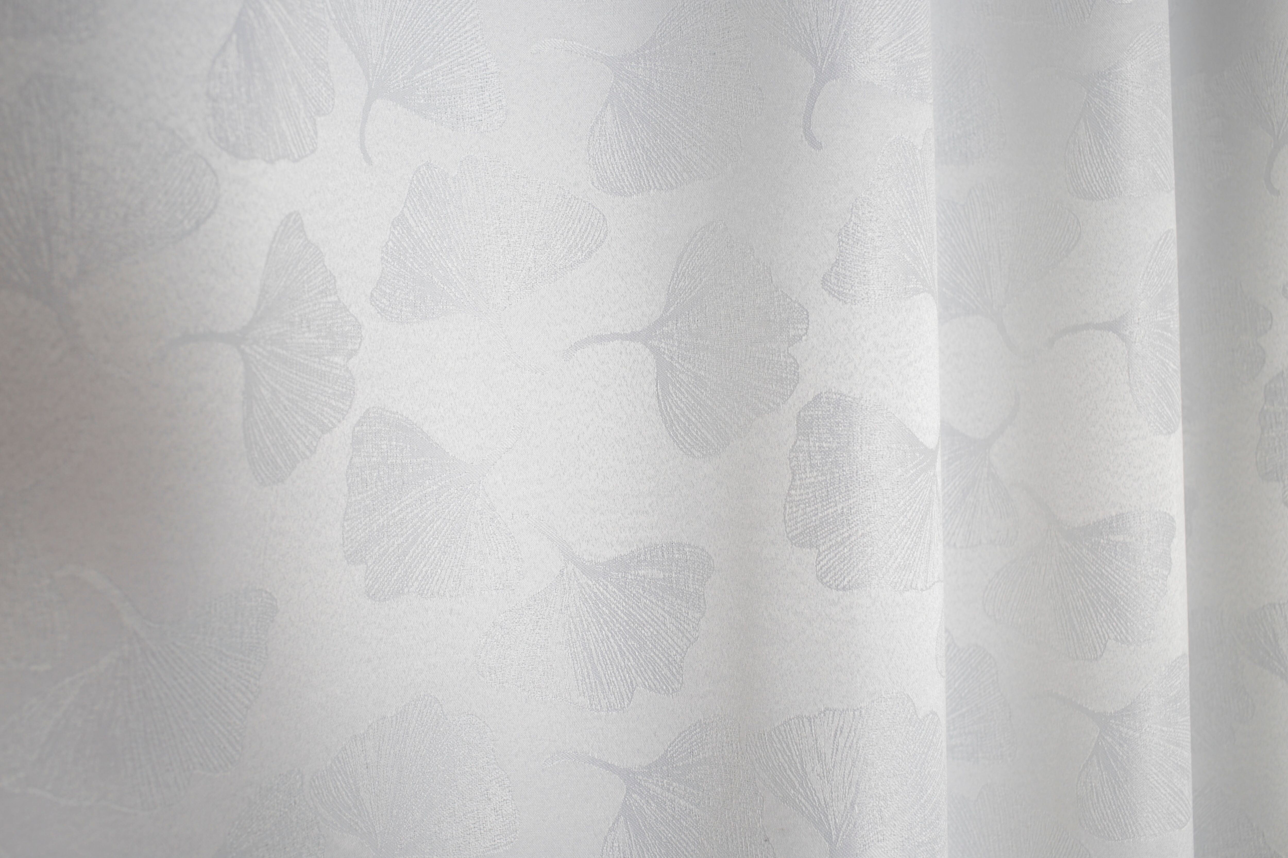 Vorhang HOME WOHNIDEEN "GINGKO" Gr. 1, weiss (wollweiß), B:135cm H:145cm, Polyester, Gardinen, Vorhang, Verdunkler, jacquardgemustertes Gingko-Blatt-Motiv, 100% verdunklend wollweiß 145cm, Multifunktionsband, 135cm