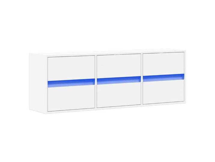 [42726]Meuble TV Flottante Console de Divertissement Meuble TV mural avec lumières LED blanc 130x31x45 cm Poids:29.35 Kg