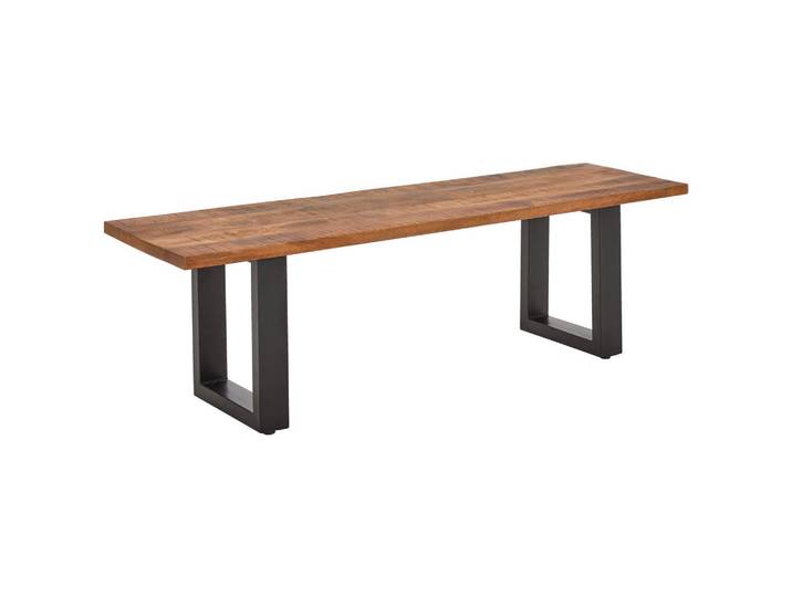 Landscape Sitzbank, Natur, Metall, Mangoholz, vollmassiv, Holzoptik, 160x45x45 cm, Esszimmer, Bänke, Sitzbänke
