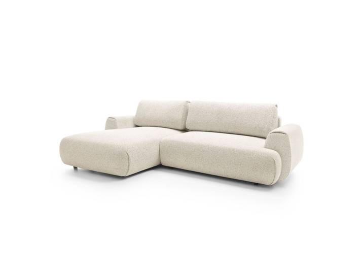 ECKSOFA ZEST Creme Geflochtener Stoff mit Schlaffunktion