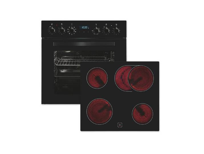 exquisit Elektro-Herd-Set EHE285-HBZ-020schwarz, Heißluft:Braten mit knuspriger Kruste,Pizzastufe für die Pizza zuhause