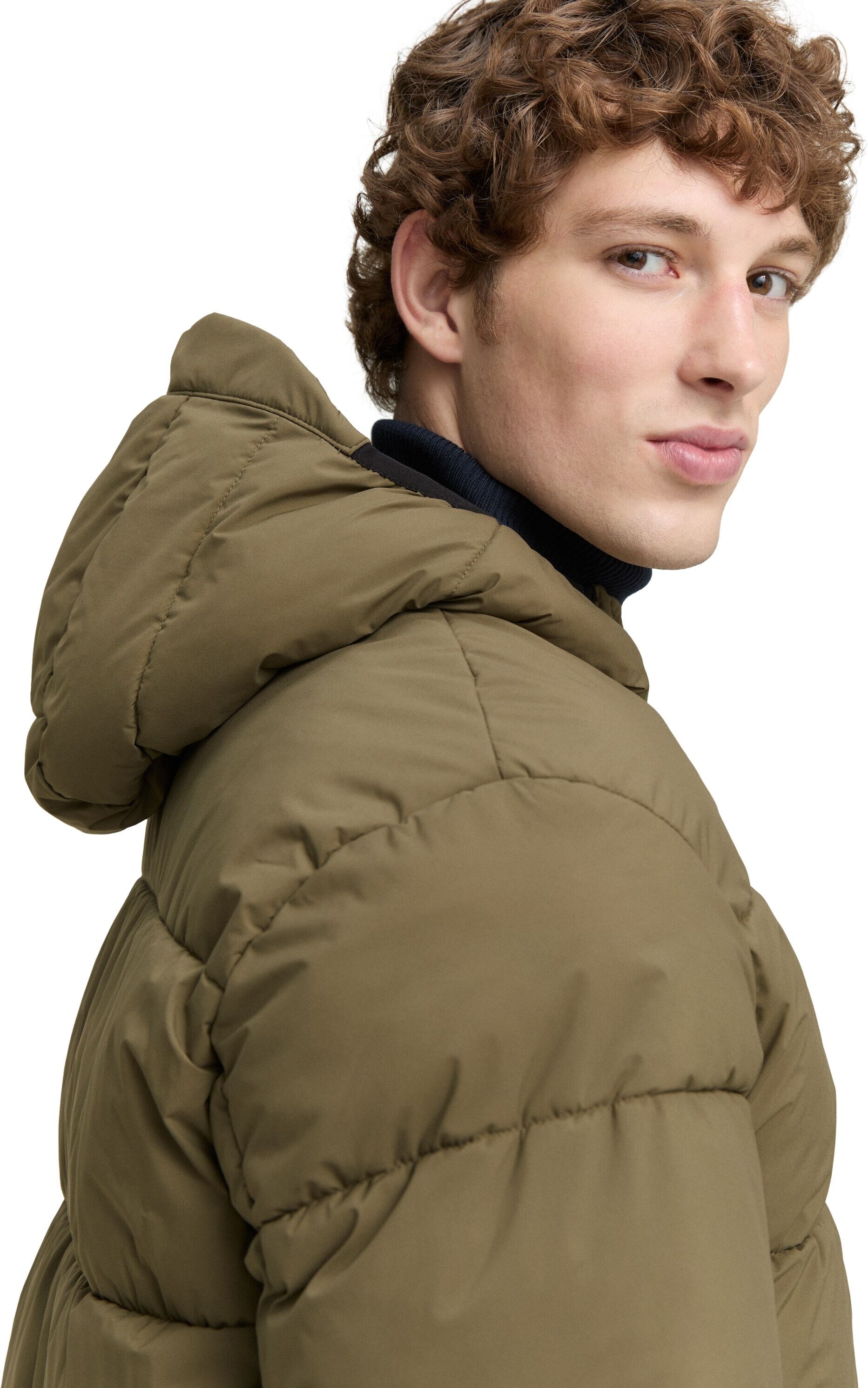 Steppjacke TOM TAILOR DENIM, Herren, Gr. XXL, grün (jungle soil grün), Web, Obermaterial: 100% Polyester. Futter: 100% Polyester, Strukturmuster, unifarben, regular fit taillenbedeckt, elastischer Bund, Jacken Steppjacke, mit Kapuze jungle soil grün XXL