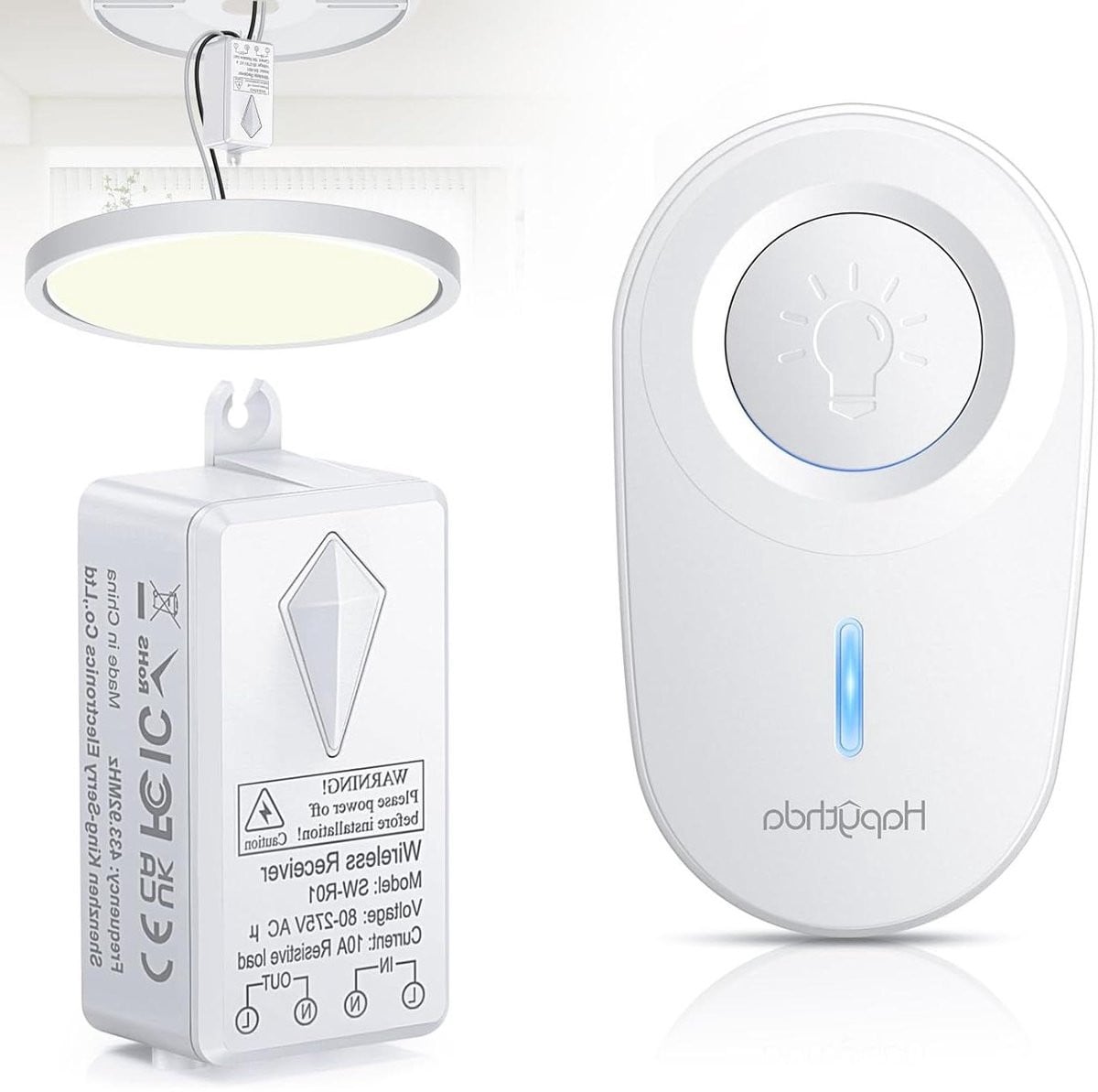Draadloze Lichtschakelaar Wit - Afstandsbediening voor Verlichting met Groot Bereik en IP66 Waterdichtheid