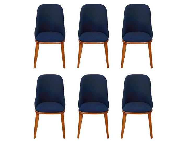 Xlmoebel Polsterstuhl Luxuriöses Esszimmer Set in Blau mit Holzstühlen (Set aus 6 Stühlen), Hergestellt in Europa