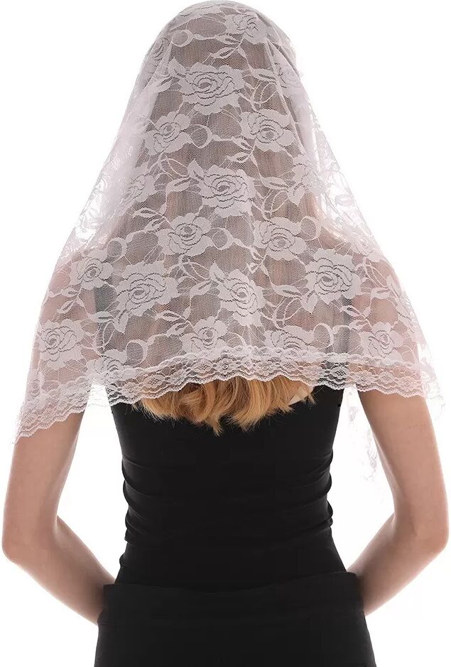 INF Halbrunder Spitzenkopfschleier Weiß, Atmungsaktiver Brautschleier Kompatibel mit Hochzeitskleidern, Einlagiger