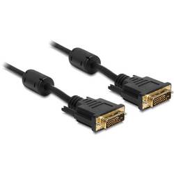 Delock DVI Anschlusskabel DVI-D 24+1pol. Buchse, DVI-D 24+1pol. Stecker 3 m Schwarz 83191 doppelt geschirmt, vergoldete Steckkontakte DVI-Kabel