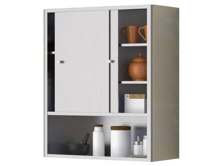 YGER JZGB Edelstahl Küchenhängeschrank mit Schiebetür, Wandschrank Hängend Schwerlast Wandschrank Hängend mit Verstellbarem Einlegeboden für Garage(70x30x70cm/28x11.8x28in)