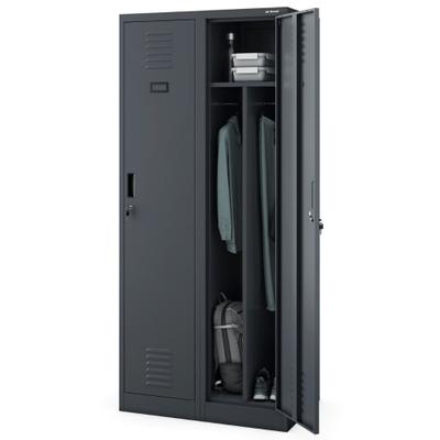 Jan Nowak Umkleideschrank Spind KACPER 2 Abteile, Etikettenhalter | Umkleidespind Metall Schließfachschrank Garderobenspind, 180x80x50cm Anthrazit