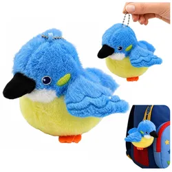 Plüschvogel-Maskottchen am Schlüsselanhänger mit Anhänger, blau, 9 cm