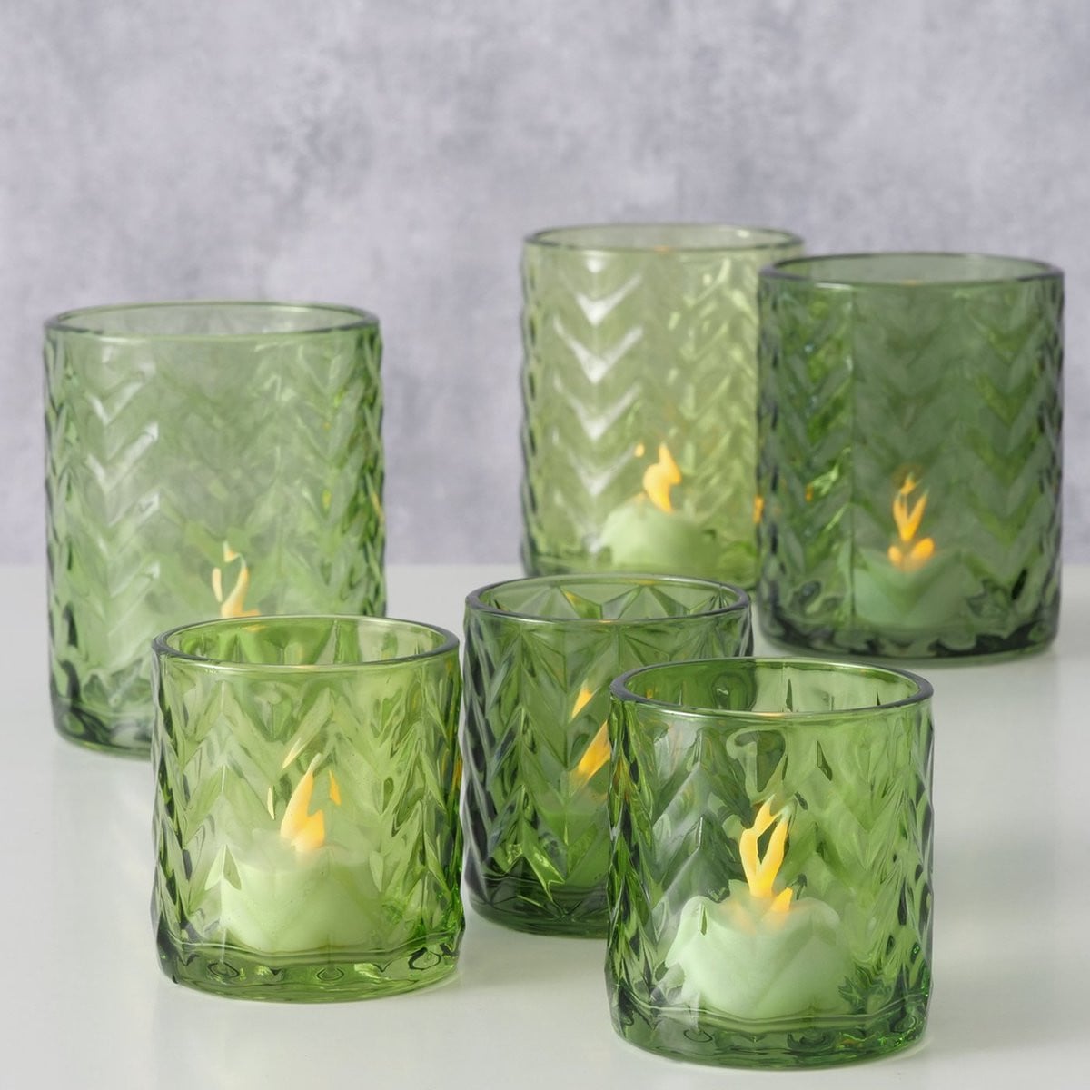 Boltze Home windlicht set glas groen decoratief 2-delig sfeerlicht voor adults